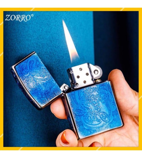 Hột Qụet Bật Lửa Xăng Đá Zorro Z92018B Họa Tiết Rồng Đẹp Độc Lạ - Dùng Xăng Bấc Đá Cao Cấp