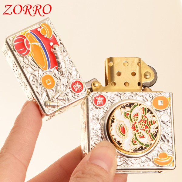 bật lửa xăng đá zorro Z-KJ10253C kỳ lân