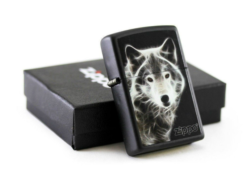 White Wolf with Logo Zippo Lighter